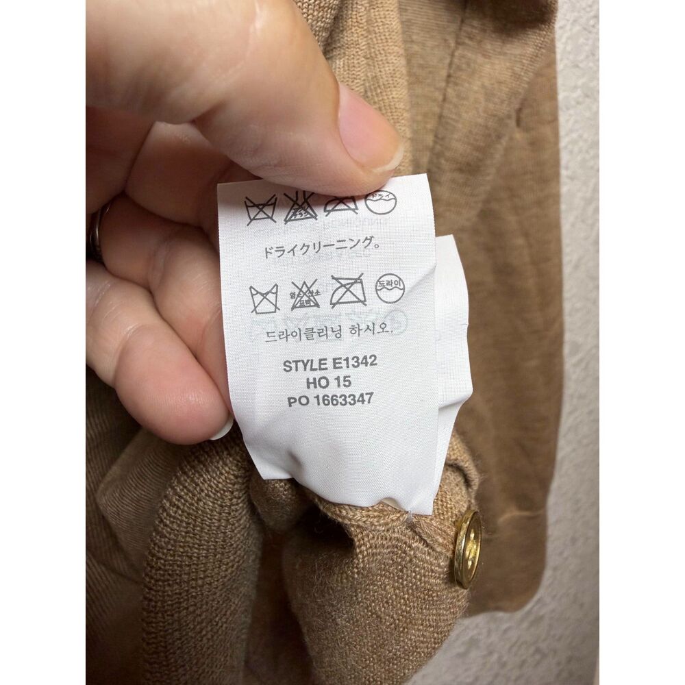 J.Crew Merino Wool Jackie Cardigan Sweater Camel Tan Gold Buttons L NWT - Picture 13 of 14